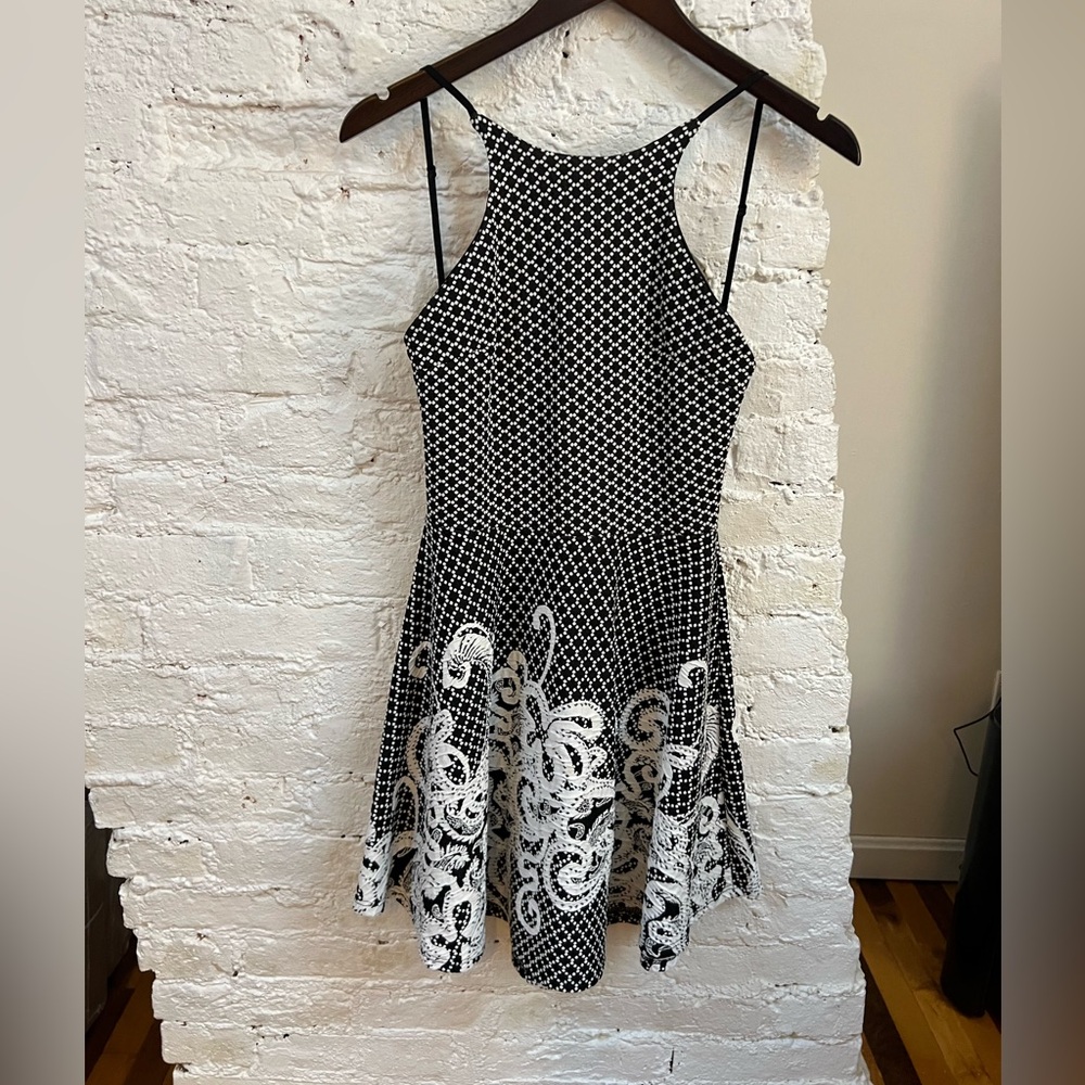 Impeccable Pig Black and White Paisley Print Skater Dress